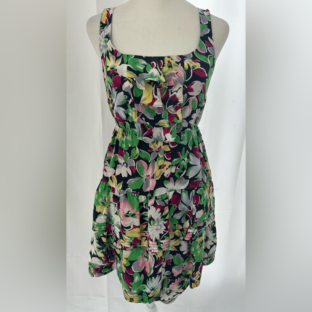 VTG ANTHROPOLOGIE MOULINETTE SOEURS 100% silk Tiered Ruffle Dress